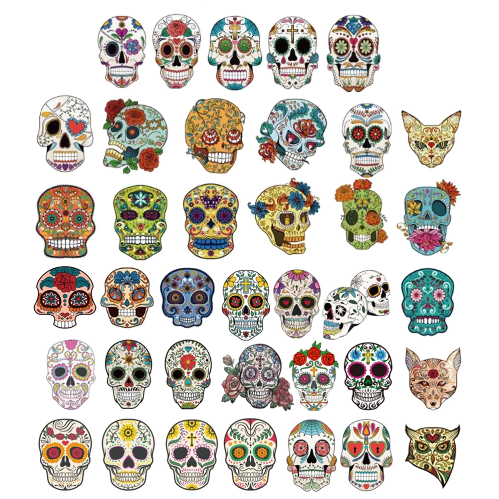 40pcs Sticker Skull Horror Face Sticker Waterproof Environmental for Halloween Decor