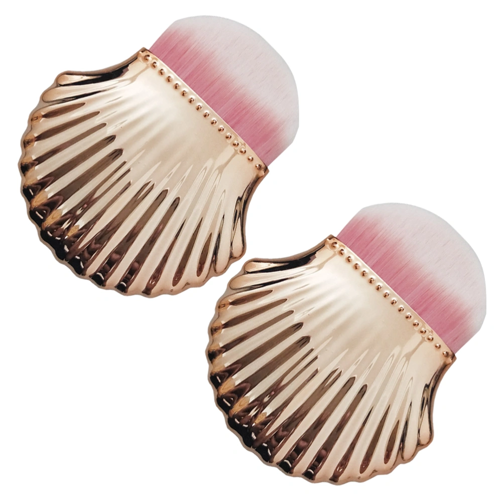 2Pcs Multifunction Makeup Brush Nail Art Dust Brushes Nail Powder Cleaner Nails Polish Remover(Rose Gold)