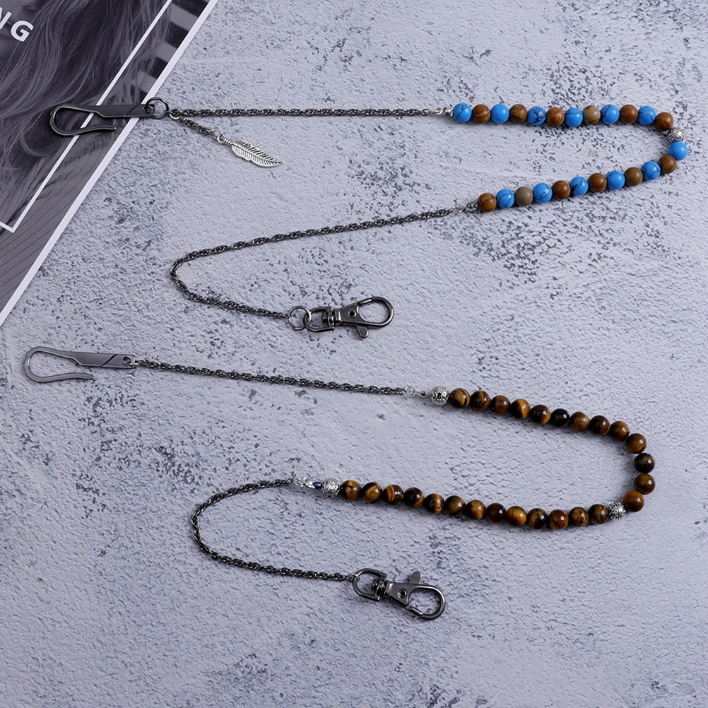 Trousers Chain Stone Beads Waist Belt Chain Punk Wallet Chain Jeans Pant Chain Men Accessory for Men (Coffee)
