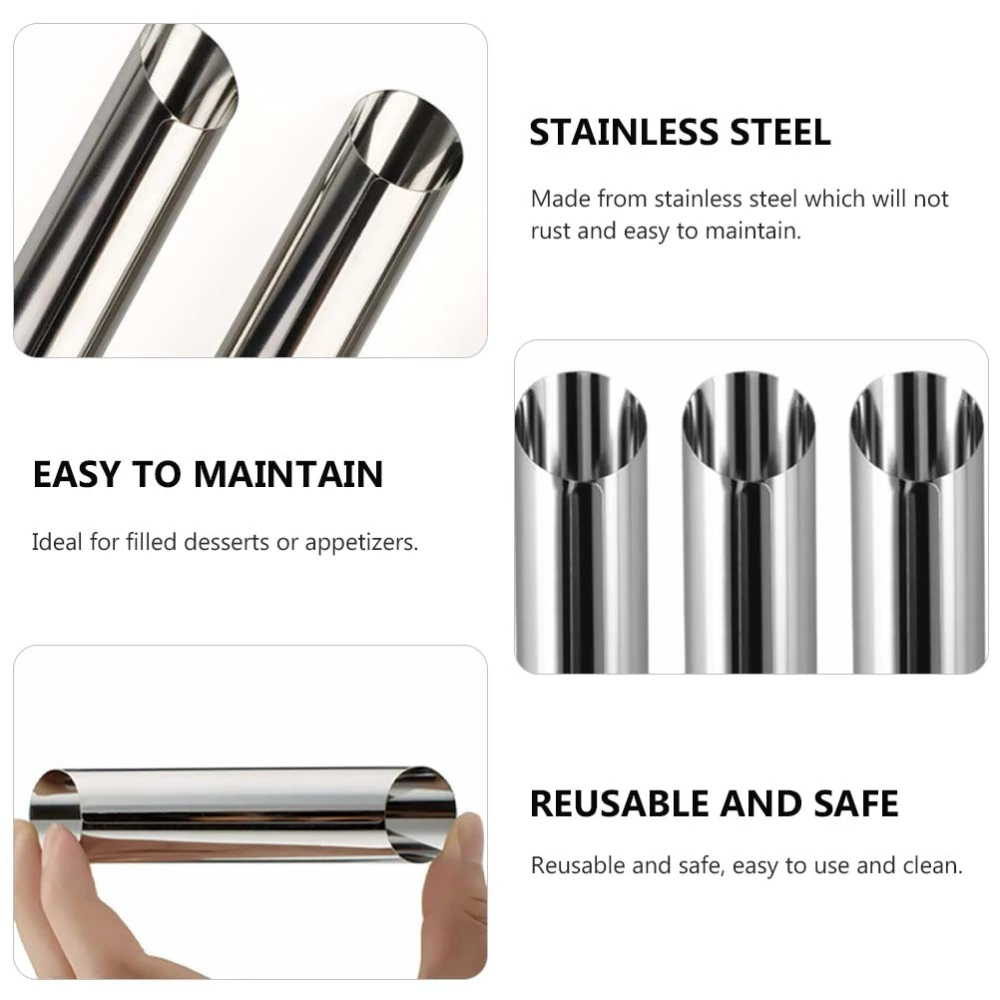 15PCS Bread Baking Molds Stainless Steel Empty Pastry Bread Baking Tubes