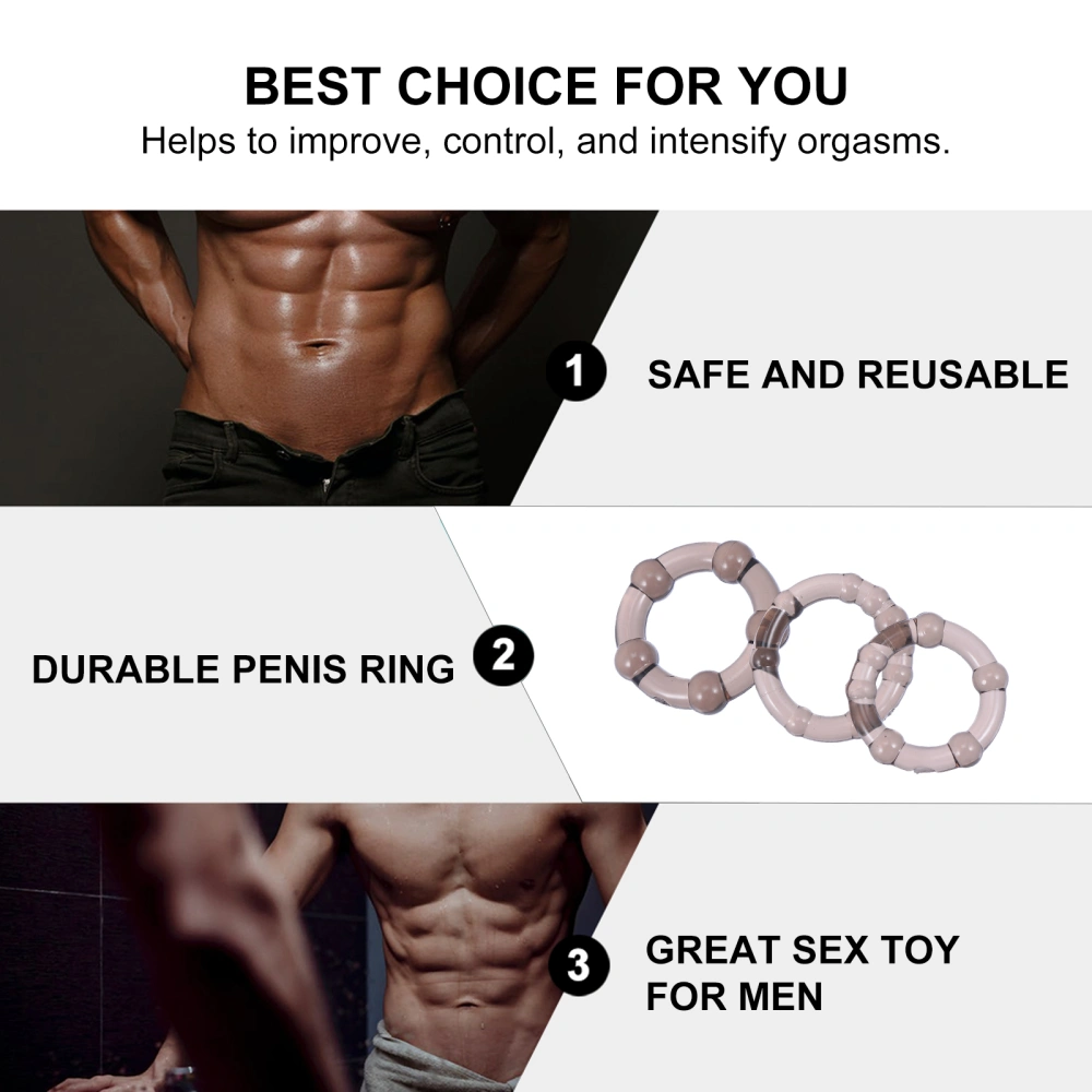 3PCS Male Lock Penis Ring Training Long-lasting Erection Penis Ring (Light Grey)