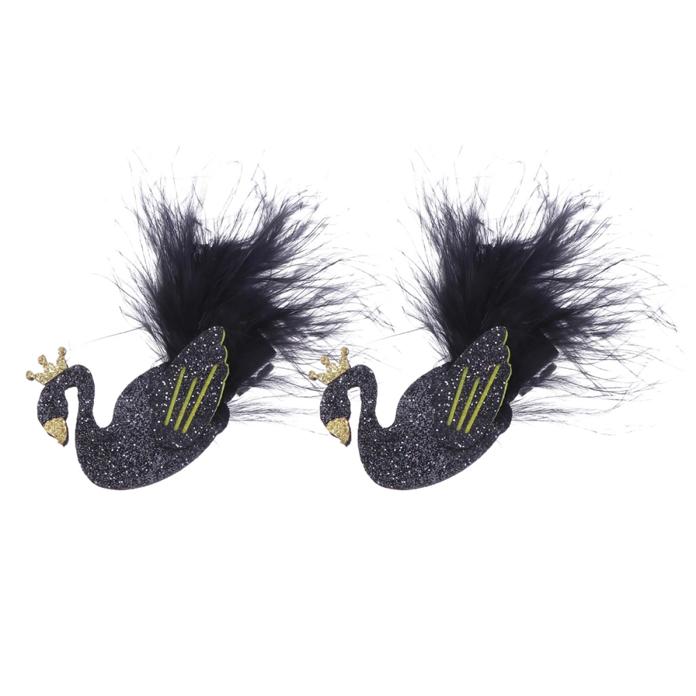 2pcs Swan  Hairpin Child Hair Pin Child Dance Headgear Creative  Hair Pin