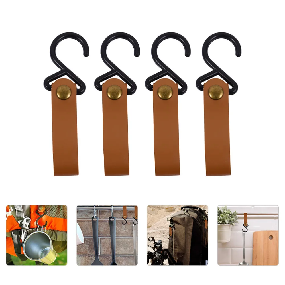 2Pcs Outdoor Camping Racks PU Hooks Hiking Portable Wind Rope Pot Hanging Hooks