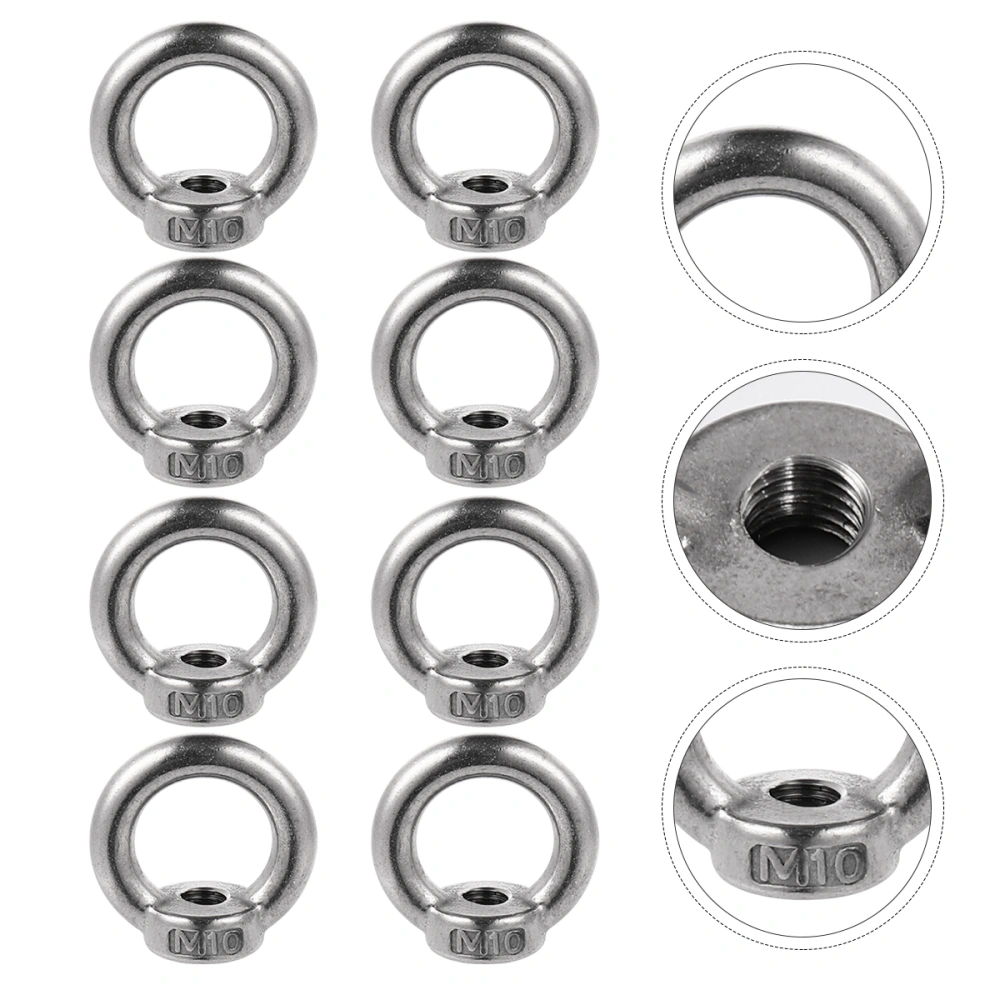 8 Pcs Durable Eye Nut Stainless Steel Ring Nut Eyelets Nut Lifting Device Parts