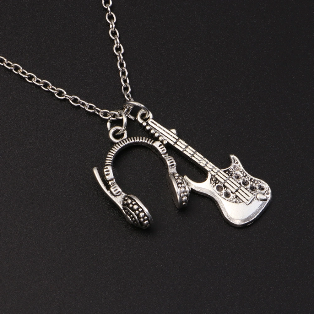 Punk Style Necklace Guitar Headphones Pendant Exquisite Music Enthusiast Necklace Jewelry Alloy Gift Ornaments