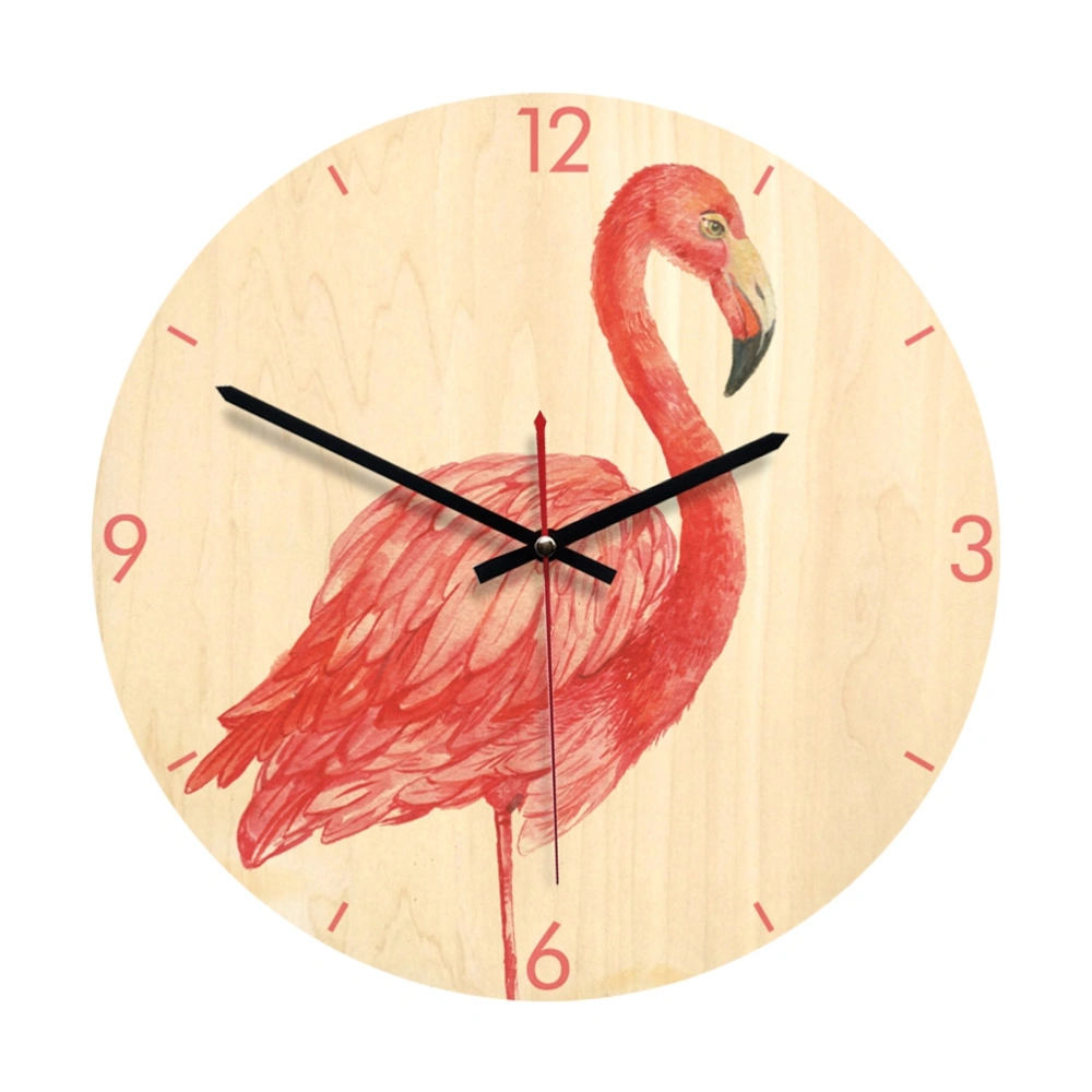 Flamingo Wall Clock Bedroom Living Room European Style Creative Simple Decorative Silent Wooden Wall Clocks (WPC012b)