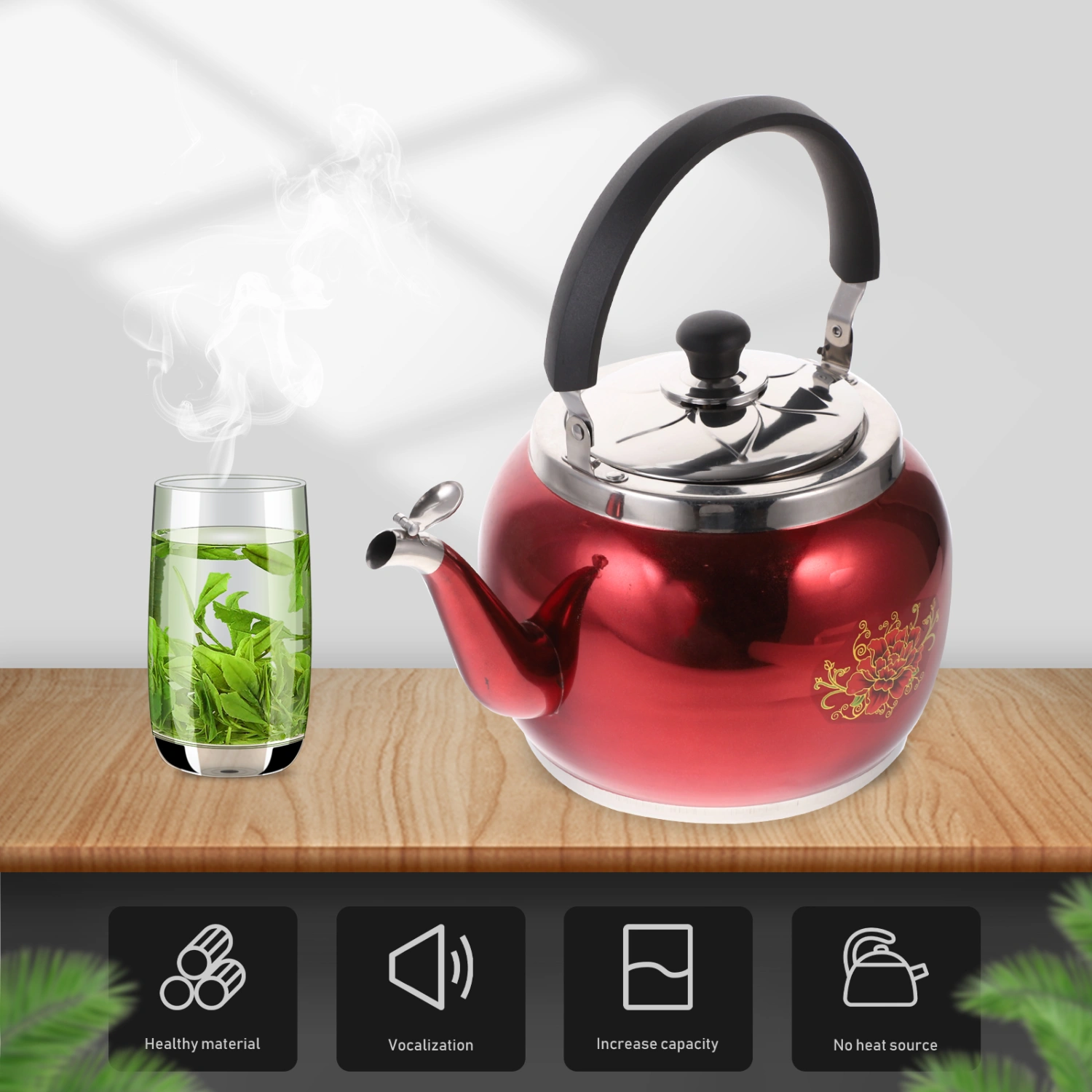 Household Water Heating Kettle Stainless Steel Kettle Kitchen Whistling Kettle Stovetop Teakettle