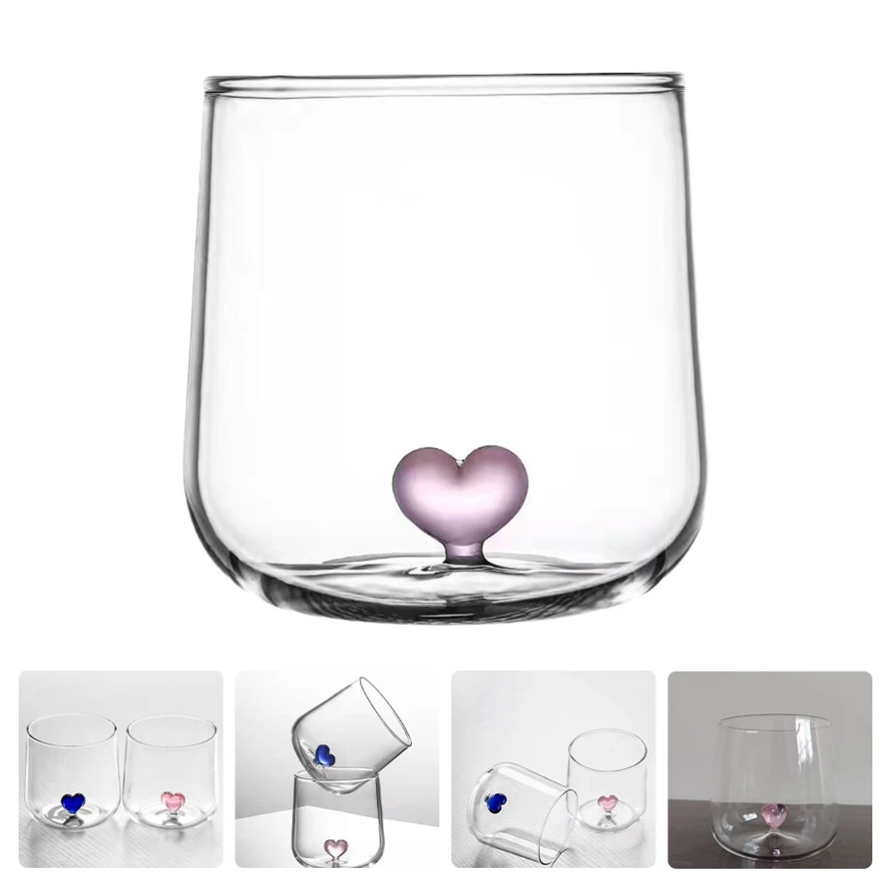 Heart Decor Glass Cup Cocktail Glass Milk Glass Couple Glass Water Container