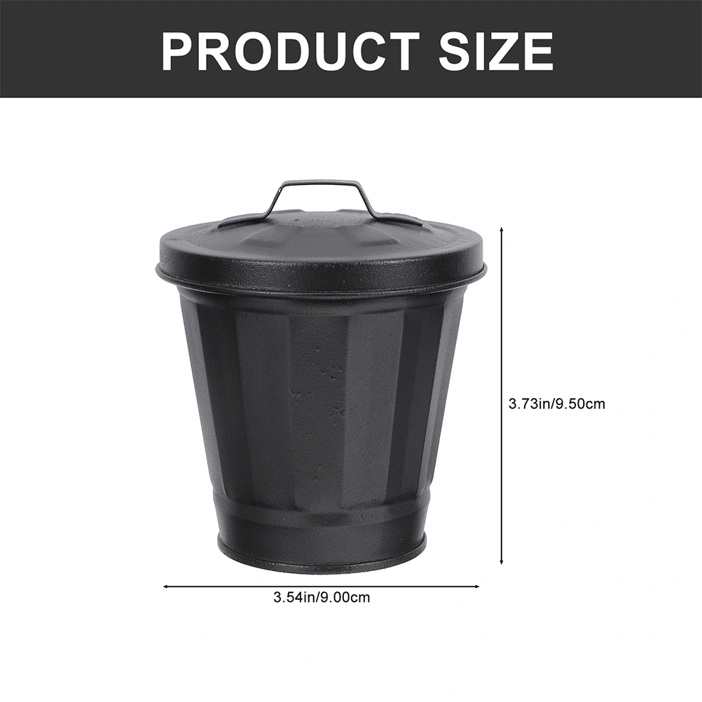 2Pcs Mini Trash Cans Iron Garbage Can Metal Desktop Wastebasket Garbage Bin Flower Pot
