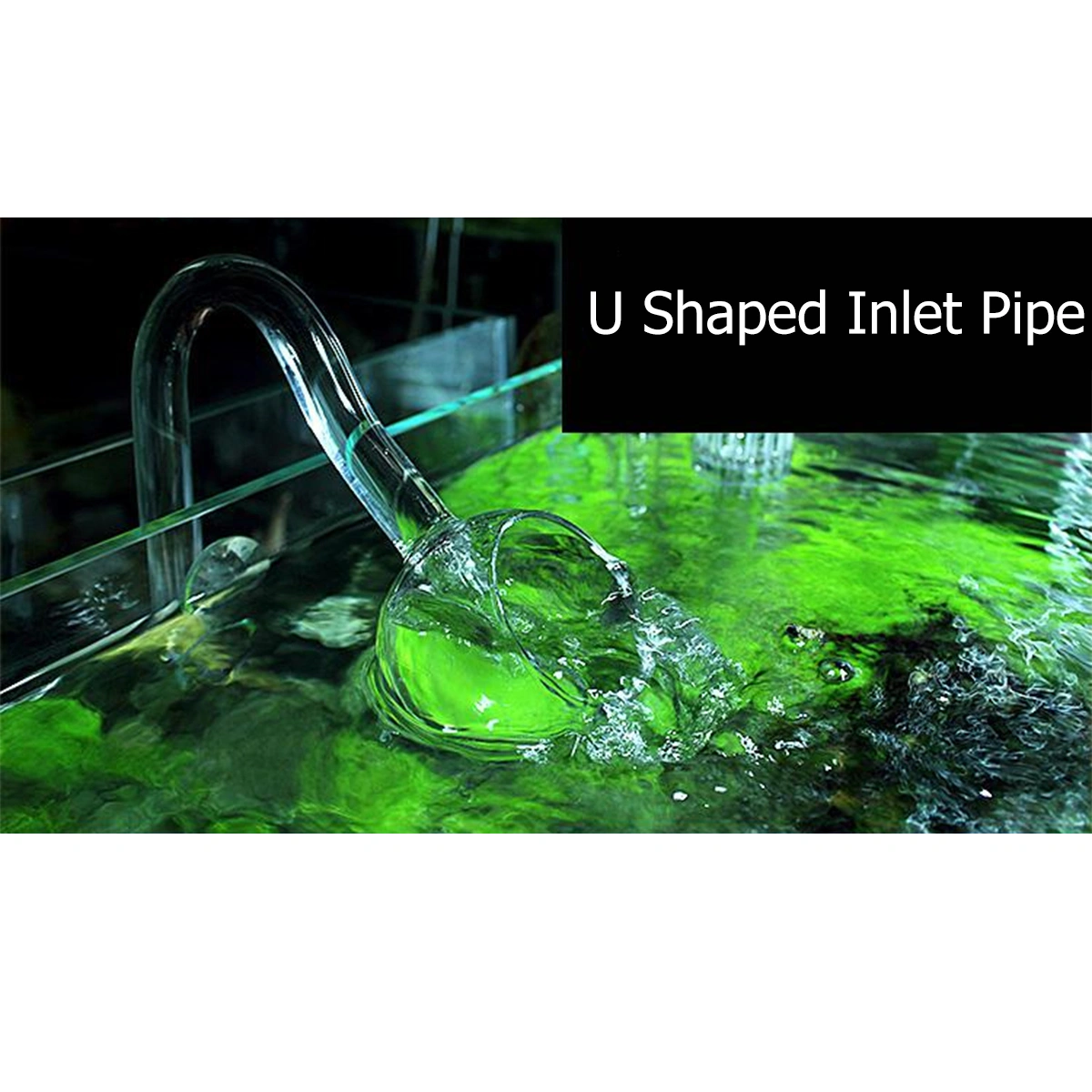 2pcs Fish Tank Glass Water Pipe Aquarium Inlet Outlet Pipe Practical Glass Water Pipe (1pcs 12mm U Shaped Inlet Pipe, 1pcs 12mm Outlet Pipe Single Nail Fitting for Random)