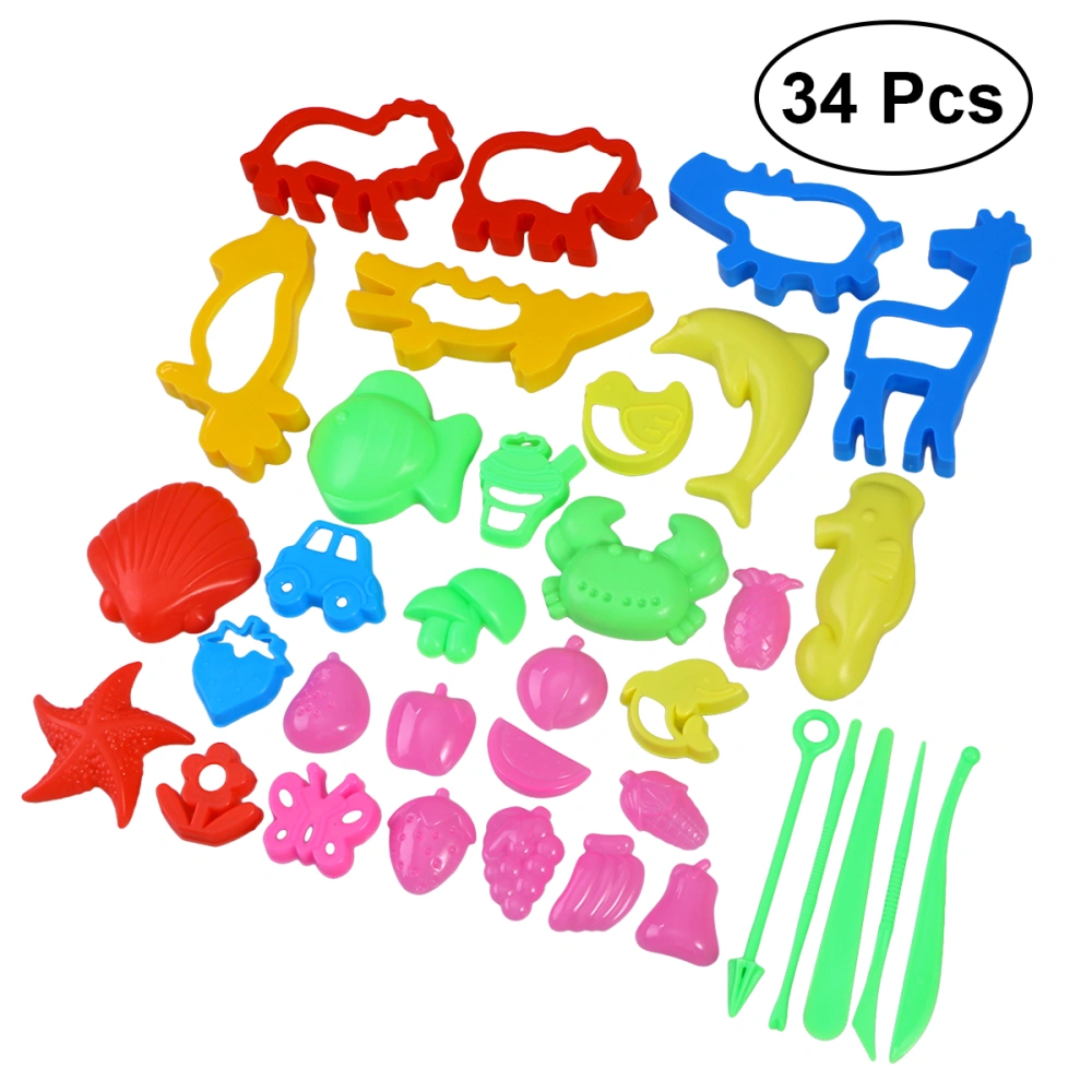 34pcs Clay Dough Tools Kit with Models and Mold Educational Developmental Toy Party Favor Gift for Kids Children