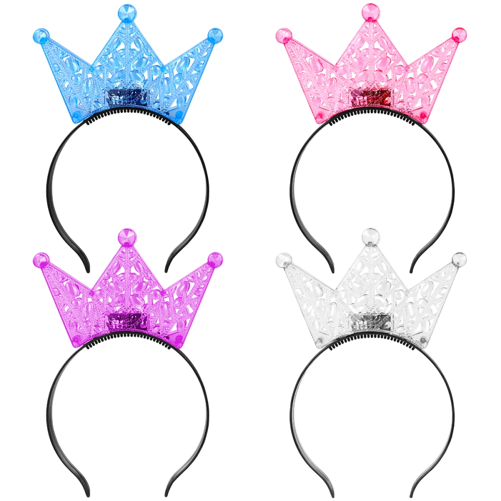 Lurrose 5pcs Creative Headband LED Shining Crown Headwear Concert Party Headpiece for Girls Kids Children (Mixed Color)