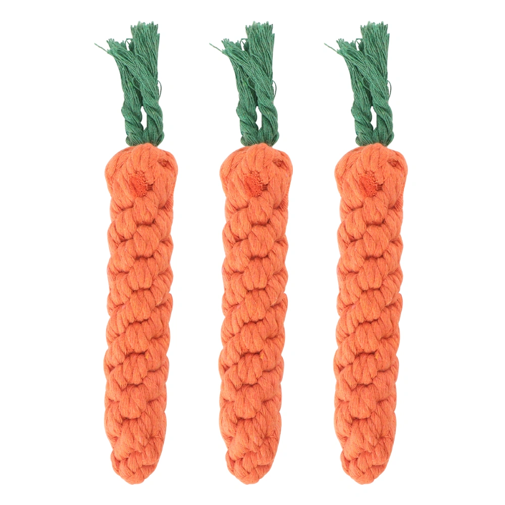 3pcs Carrot Shaped Knot Ropes Pet Dog Toys Chew Cat Toy Safe Toys for Small Dogs Molar Biting Playing Products Dog Accessories(Colours)