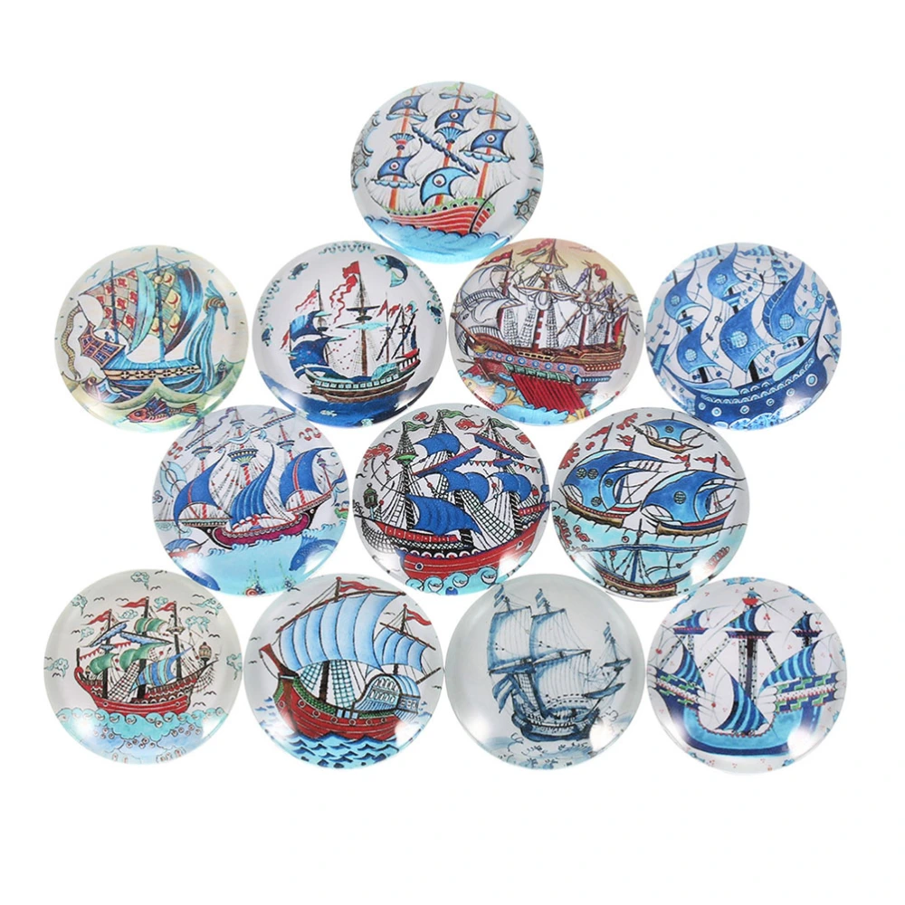 20PCS DIY Jewelry Accessories Creative DIY Sailboat Glass Patch Delicate DIY Sailboat Glass Interface Patch Exquisite DIY Sailboat Printed Time Glass Patch DIY Round Jewelry Making Patch Material for DIY Jewelry Making Blue Size 25MM