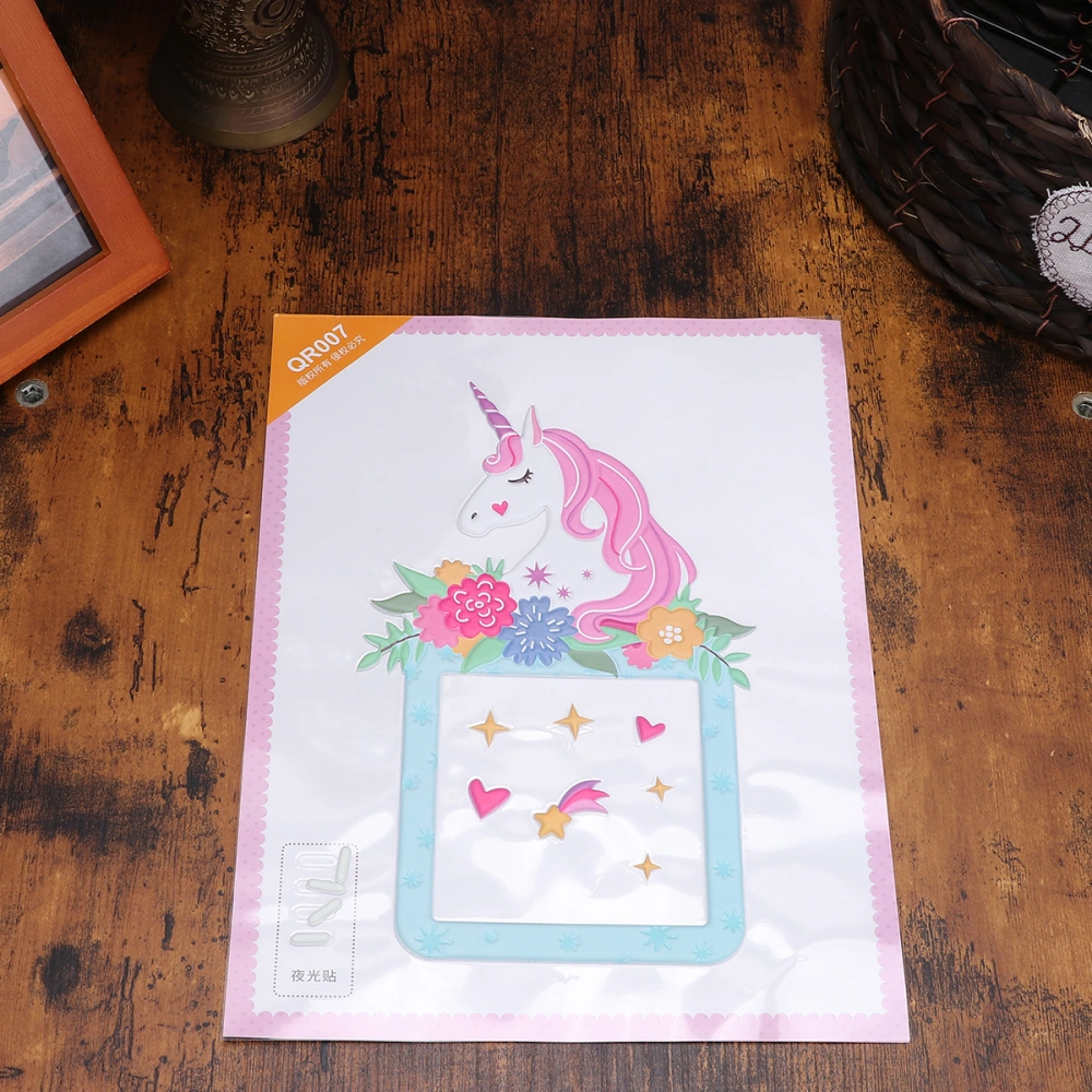 1PC Wall Sticker Luminous Unicorn Design Sticker 3D Creative Switch Sticker for Home Bedroom Decoration