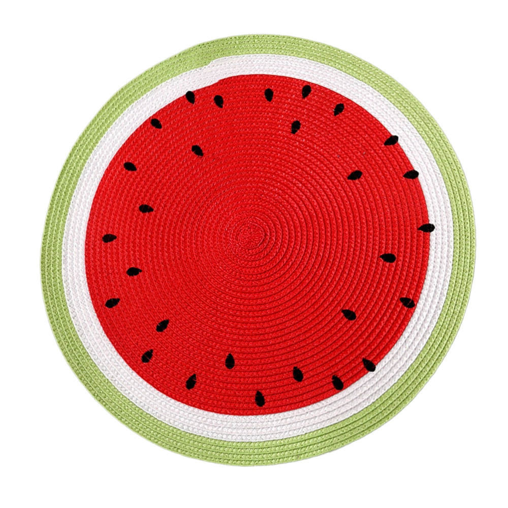 1Pc Table Placemats Heat Insulation Coaster Round Shaped Placemat Anti-slip Table Mat Table Decoration (Watermelon Pattern)