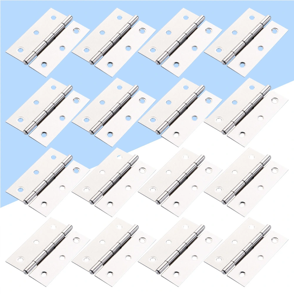 32pcs 3 Inch Door Hinge Stainless Steel Flap Hinge Counter Back Flap Backflap Hinge Drawer Butt Hinge (Silver)