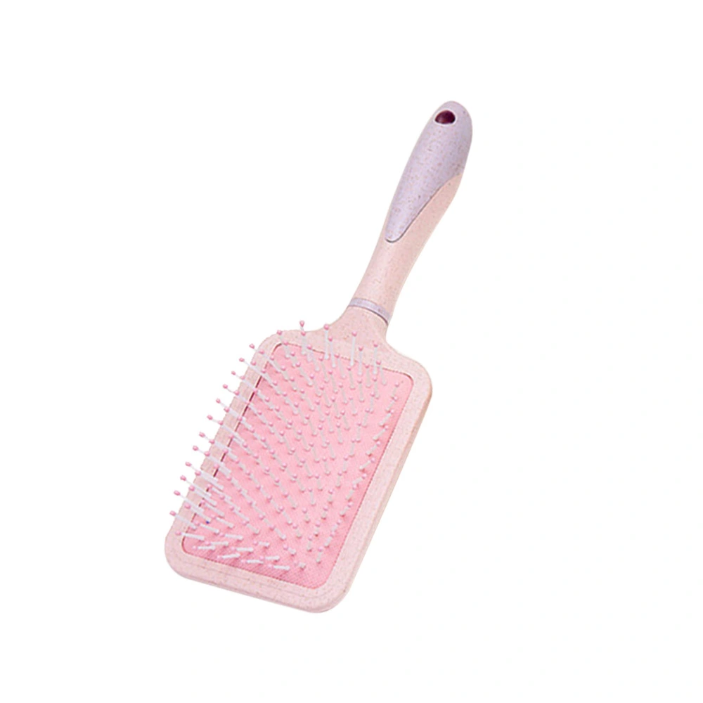 Detangling Scalp Comb Wheat Straw Hairbrush Paddle Comb for Curly and Tangled Hair(Light Pink)