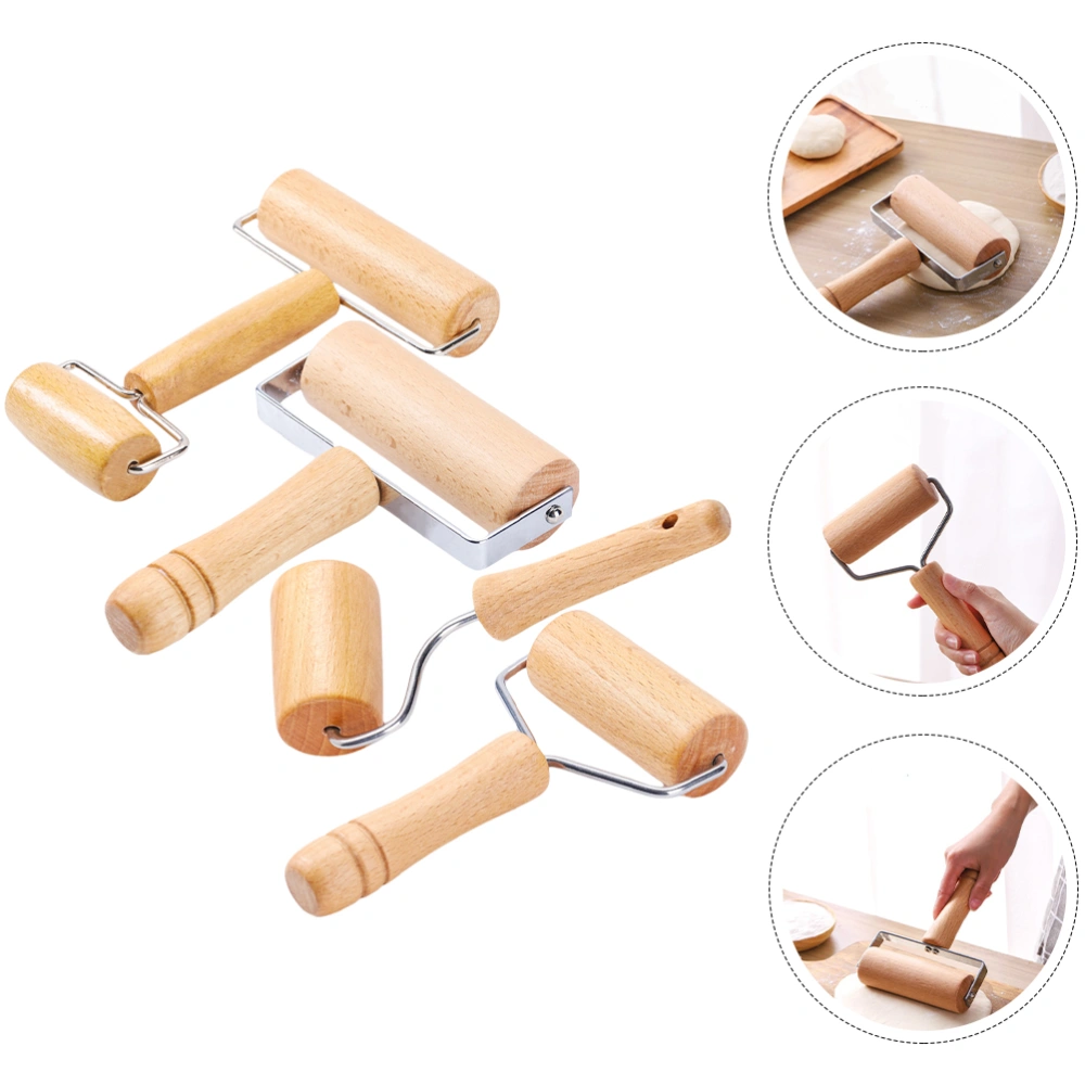 4Pcs Pastry Roller Wooden Roller Pin Baking Pizza Roller Convenient Handheld Dough Roller Pin