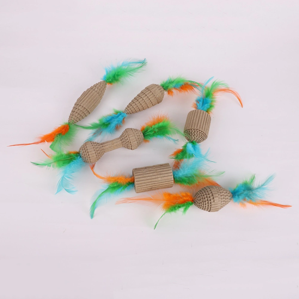 Cat Toy Corrugated Paper Feather Toy Fun Colorful Pet Toy Claw Grinding Toy Kitten Supplies (Wooden Pile Shape)