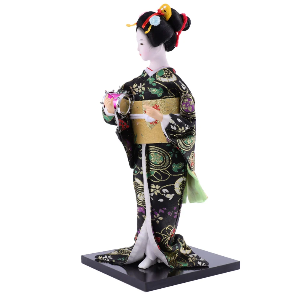 Durable Japanese Style Home Decoration Humanoid Doll Ornaments Home Adornment Funny Birthday Gift for Home Room Living Room (Random Drum Color, Apron for Random Style)