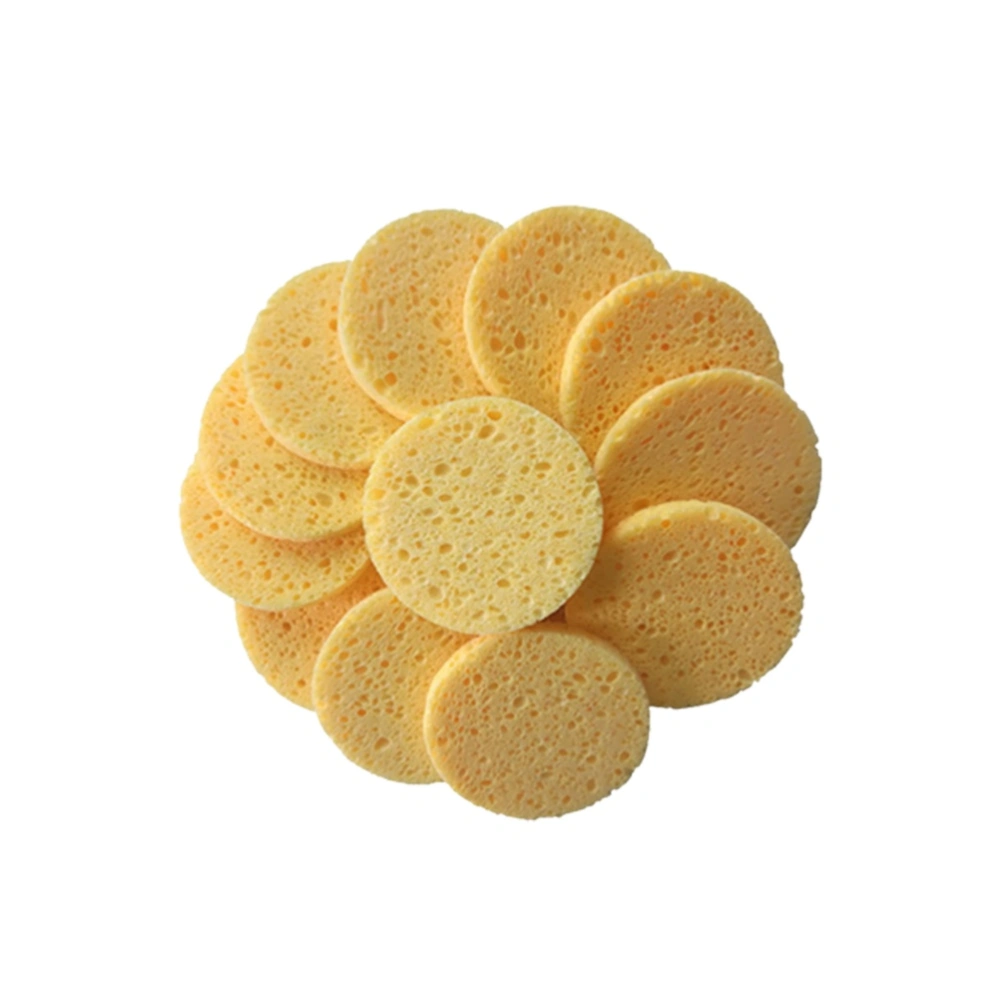 40Pcs Round Sponge Cotton Pads Skin-Friendly Makeup Cotton Makeup Remover Pads Cosmetic Accessories Yellow