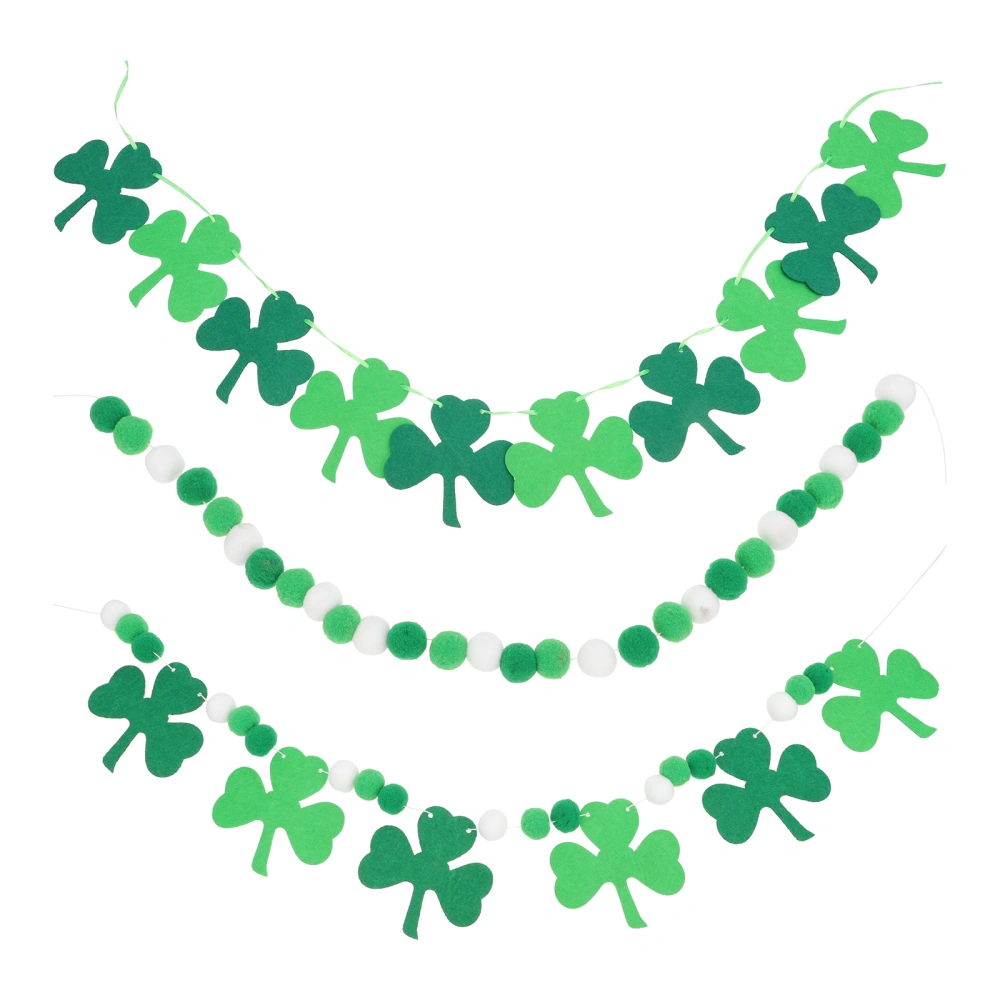 3Pcs St. Patrick's Day Party Banners Festival Party Clover Garlands Hanging Decors