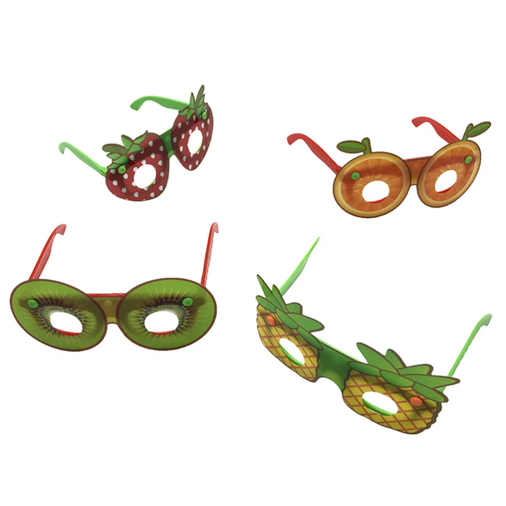 4 Pcs Creative Fruit Shape Eyeglass Handmade Cartoon Kids Eyewear Tricky Dress up Party Glass Funny Costume Prank Prop (4 Patterns Mixed)