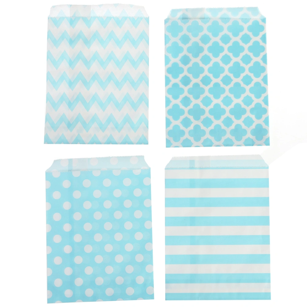 48pcs Striped Polka Dot Chevron Wedding Candy Bar Bags Party Gift Bags Paper Bag (Blue)