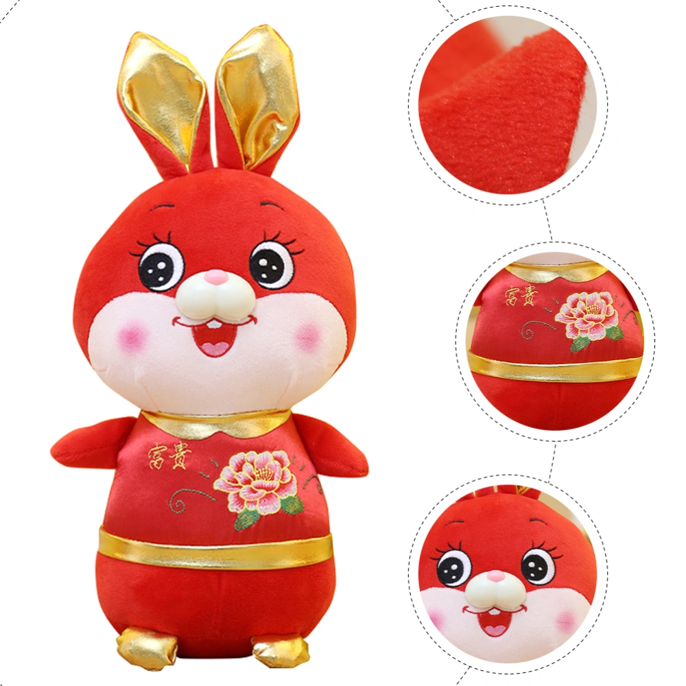 Zodiac Rabbit Doll Stuffed Rabbit Toy Cartoon Rabbit Mascot Year of the Rabbit Doll New Year Gift