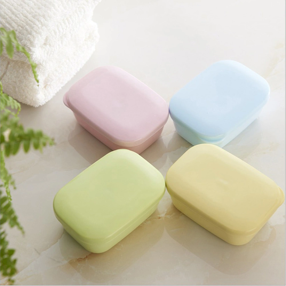 4 Pcs 11.6x8.3cm Travel PP Soap Box Waterproof Seal Soap Container Slotted Drainer Bathroom Soap Storage Case Soap Holder with Lid for Bathroom Shower Home Outdoors (Random Color)