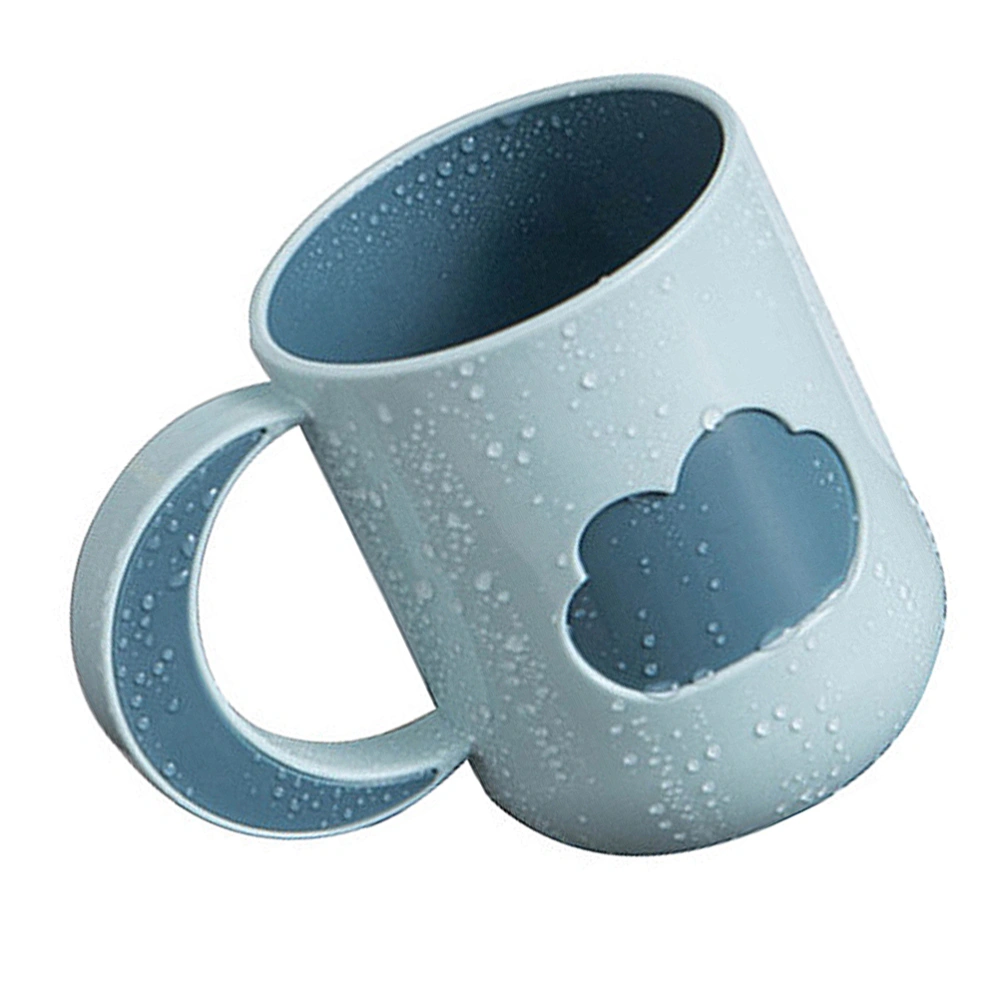 2pcs Plastic Tooth Mug Water Cups Toothbrush Cups Cloud Pattern Bathroom Cup with Handle (Light Blue)