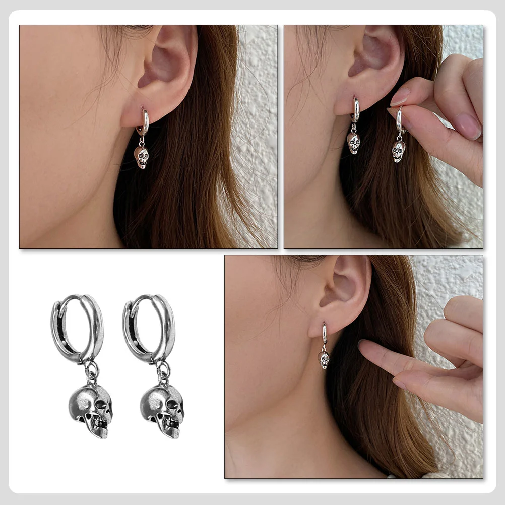 1 Pair Skull Earrings Vintage Skull Earrings Gothic Skull Stud Earrings for Women