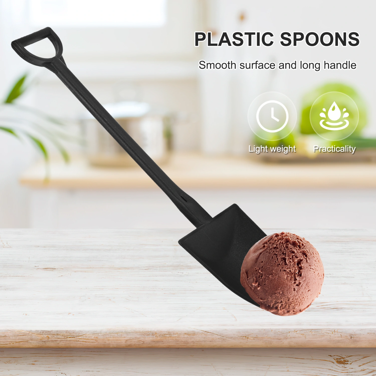 50pcs Disposable Shovel Spoons Ice Cream Scoops Plastic Desserts Spoons