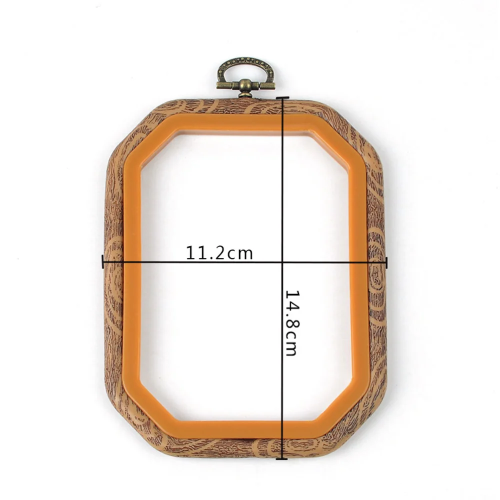 2pcs Imitation Wood Embroidery Octagon Frame DIY Craft Cross Stitch Chinese Traditional Sewing Manual Tool (14x14CM Octagon + 11x15CM Rectangle)