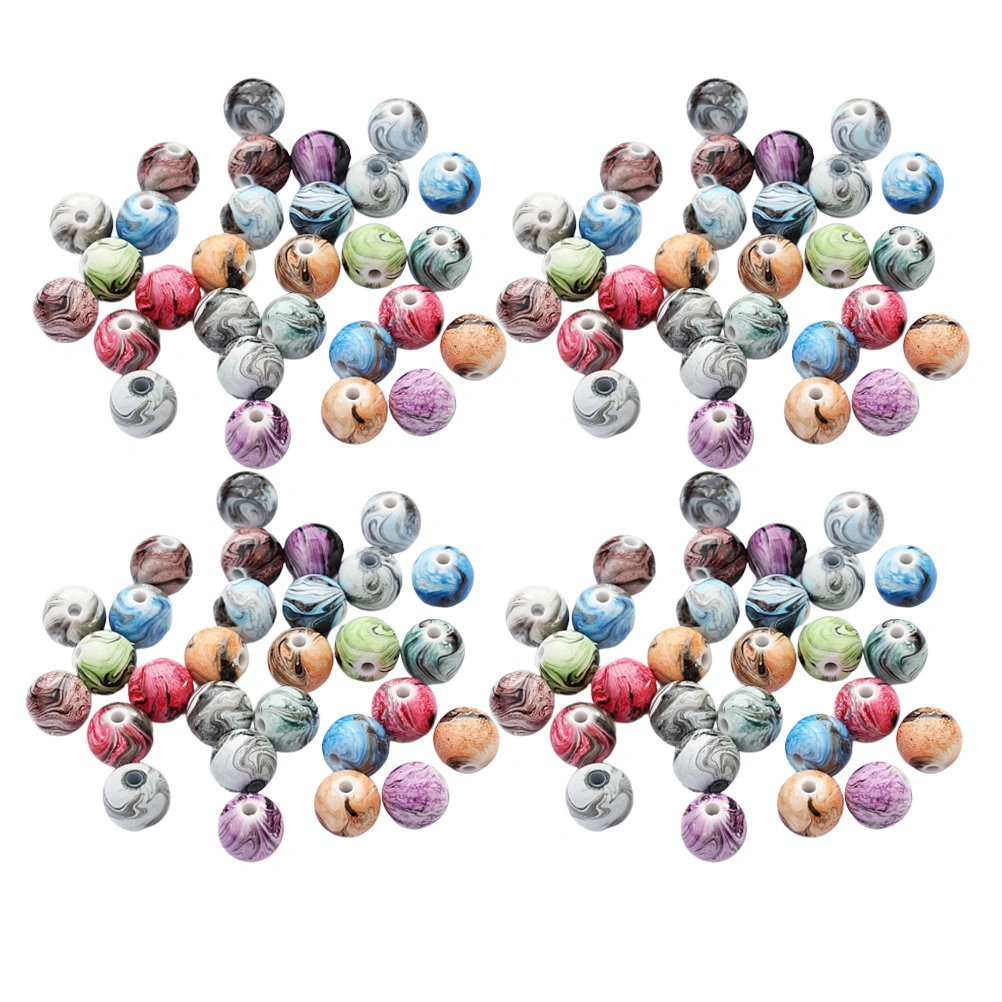 100 Pcs 8mm DIY Round Loose Resin Beads Ink Painting Colored Beads Spacer Beads Accessories for Costume Jewelry Making (Mixed Color)