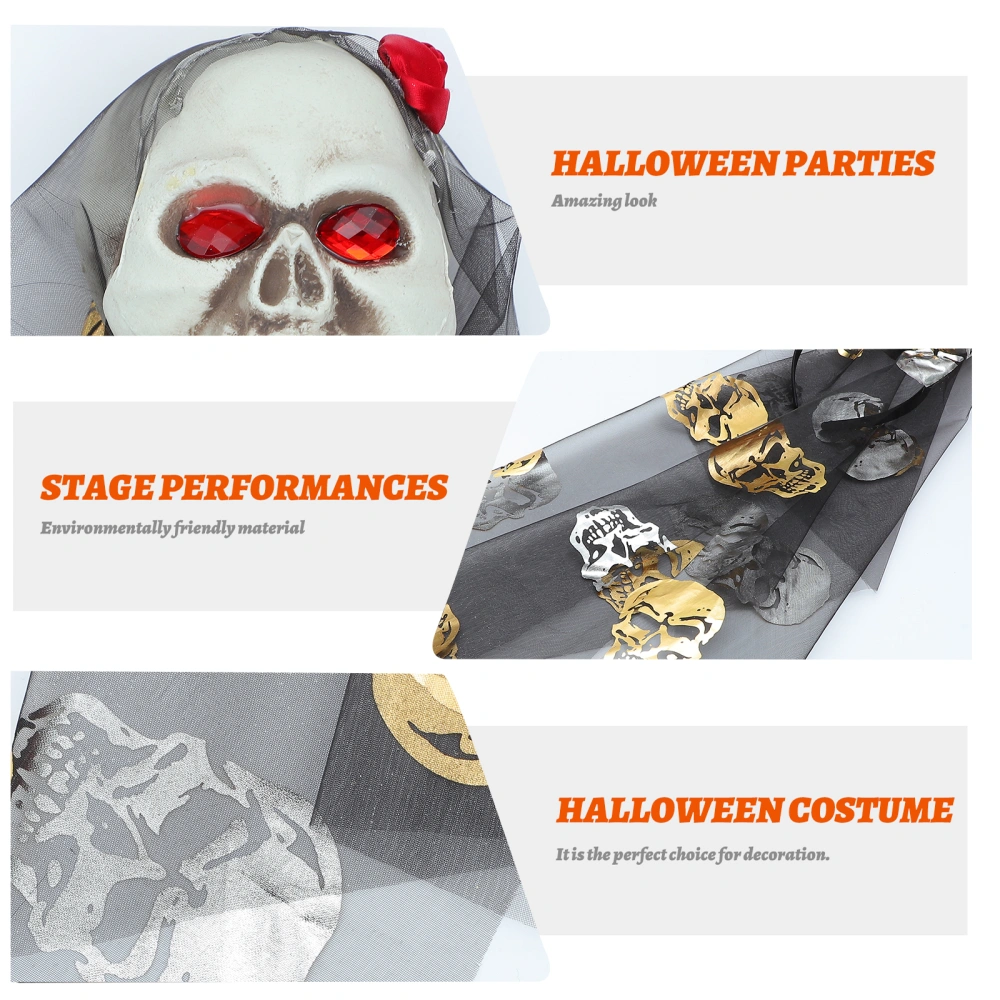 Halloween Party Cosplay Headband Skull Skeleton Headpiece with Long Mesh Veil