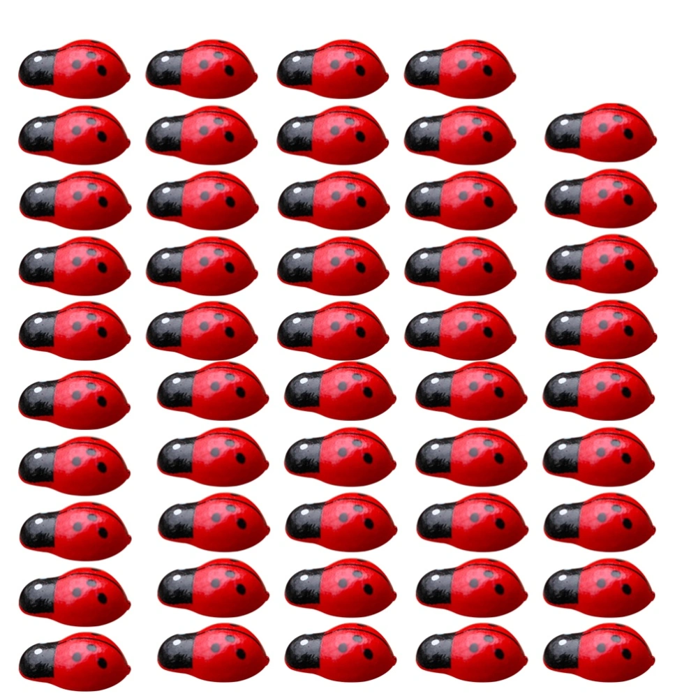 100pcs Miniature Coccinella Septempunctata Crafts DIY Accessories Fairy Garden Decor (Red)