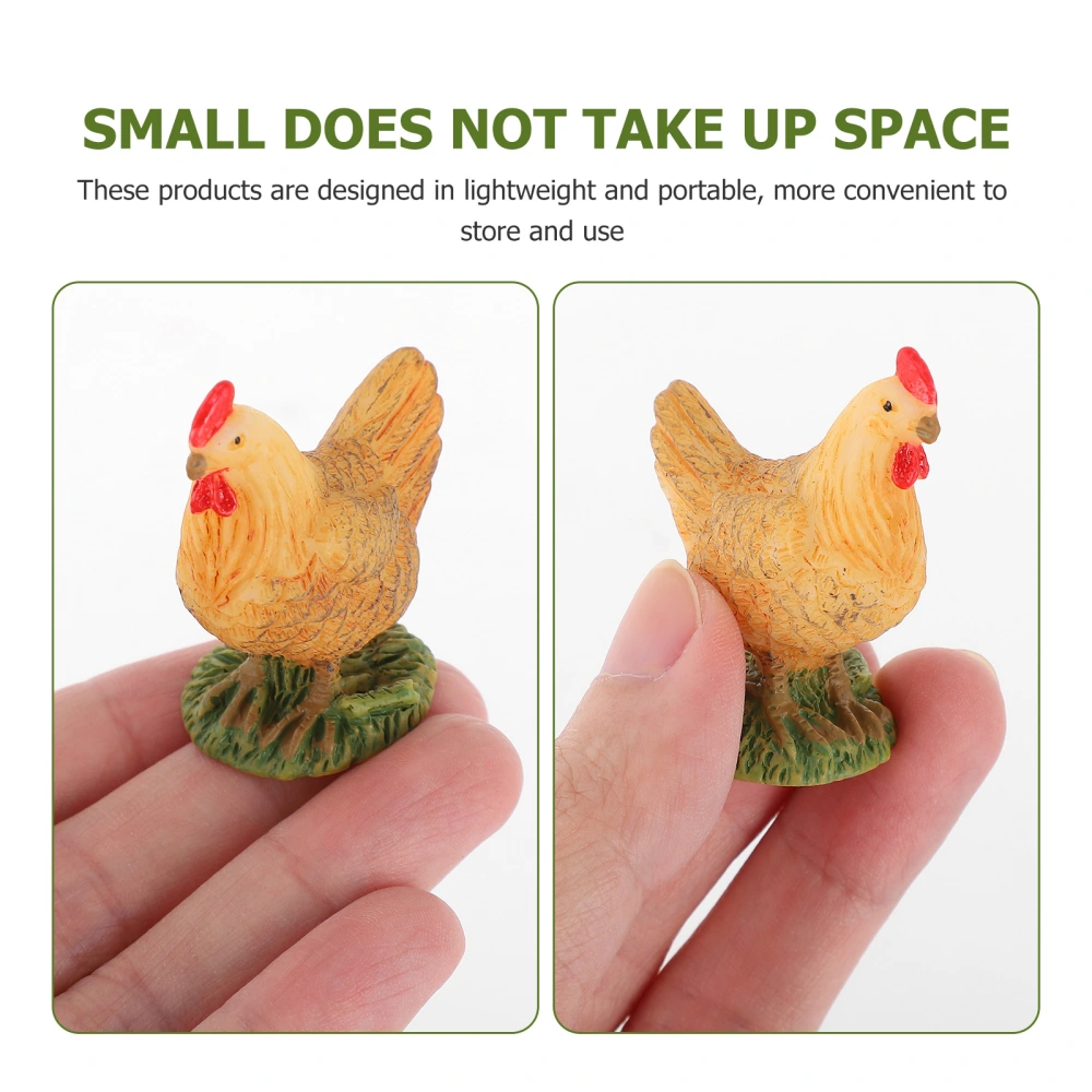 3Pcs Lifelike Chicken Statues Simulated Hen Adornments Resin Hen Figurines