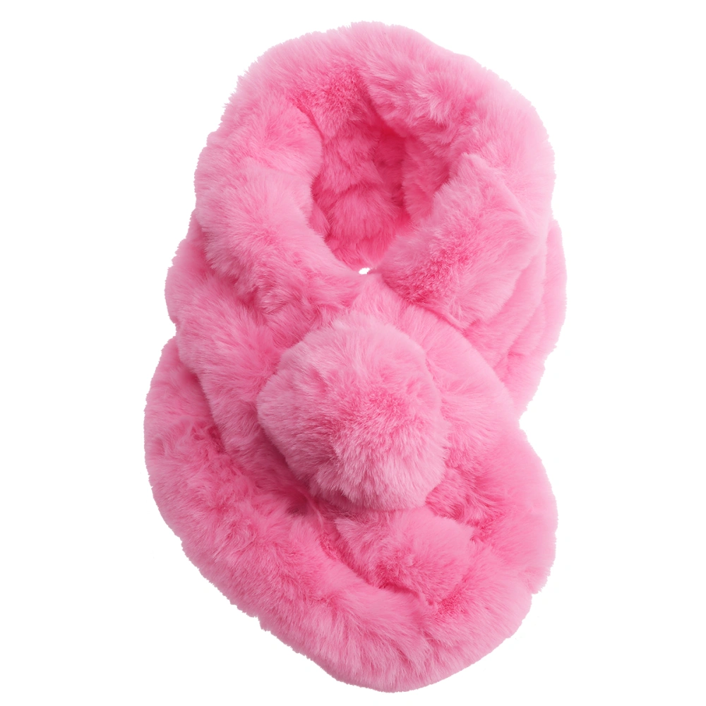 Warm Keeping Winter Fashion Faux Rabbit Fur Ring Scarf Plush Scarf for Women Girls (Pink)