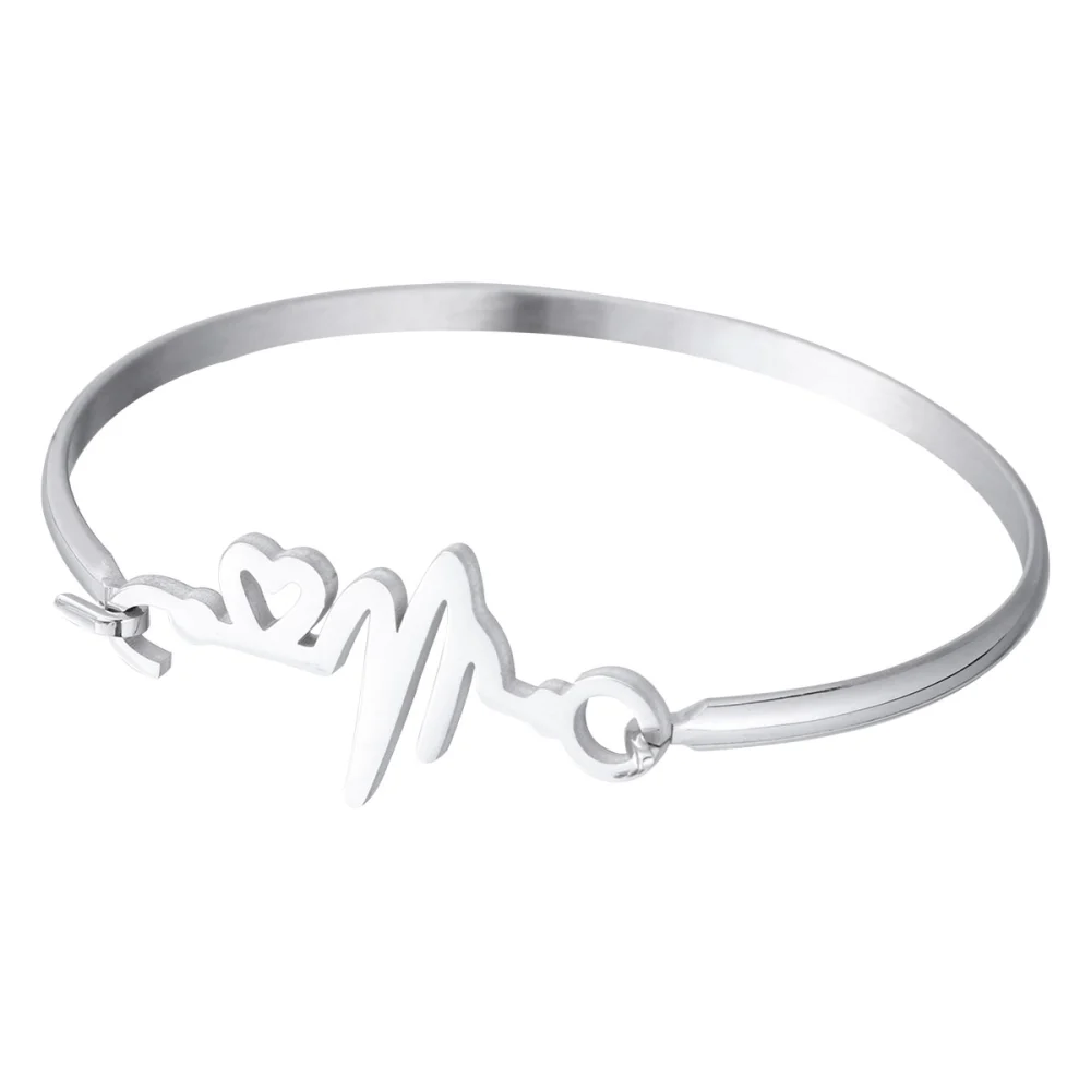 Stainless Steel Bracelet Polishing Wristband Decoration Handmade Elegant Gift for Woman (Letter Pattern)