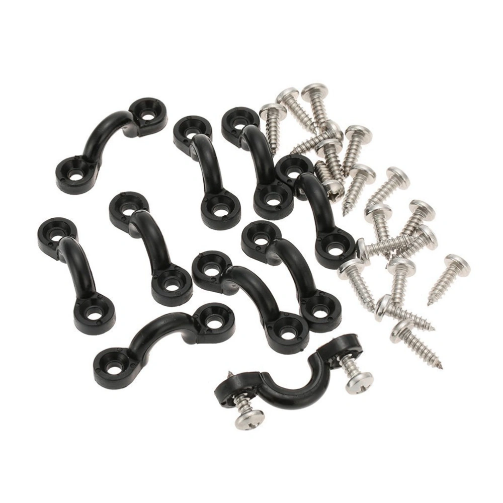 30 PCS Nylon Bungee Deck Loops Tie Down Pad Eye with Stainless Steel Screws for Kayaks Canoe Boat Deck Rigging Kit (48 x 16 x 6mm)