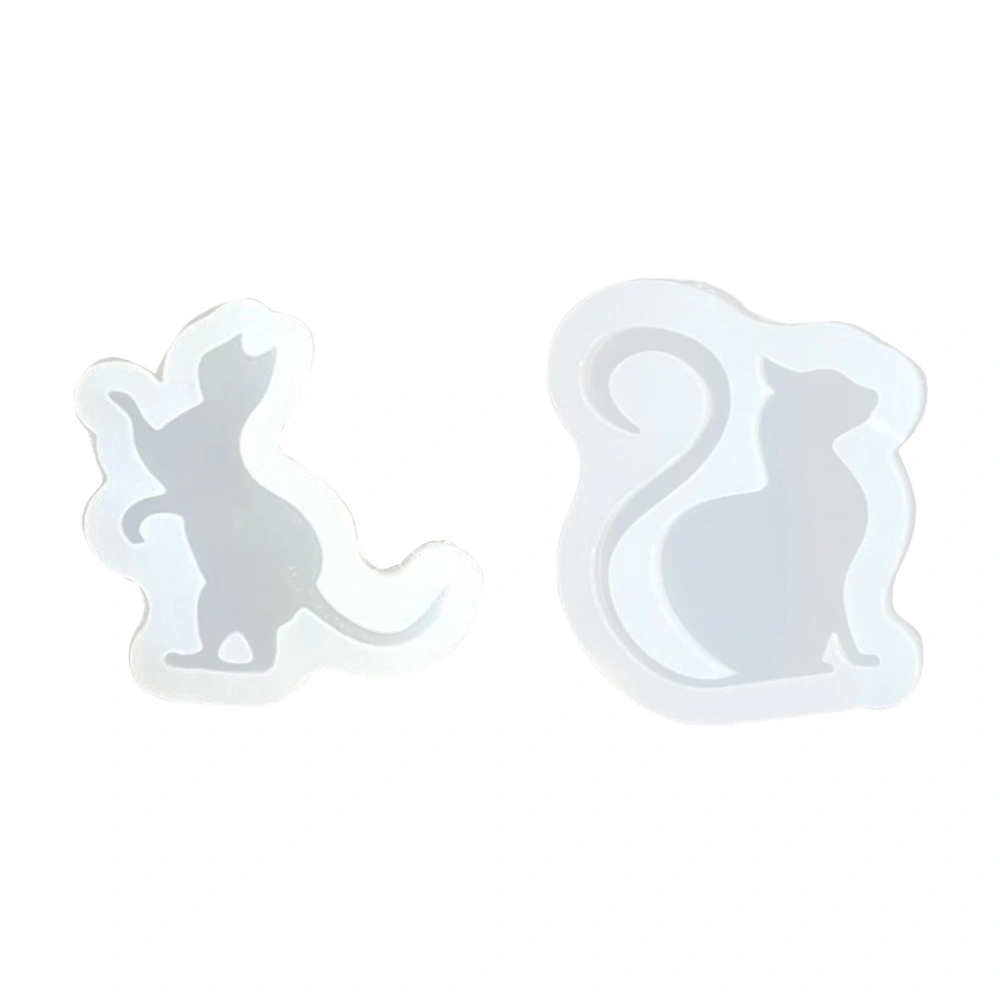 2pcs Mirror Cat Resin Molds Glue UV Semitransparent Mold DIY Craft Accessories Jewelry Pendant Making Tool