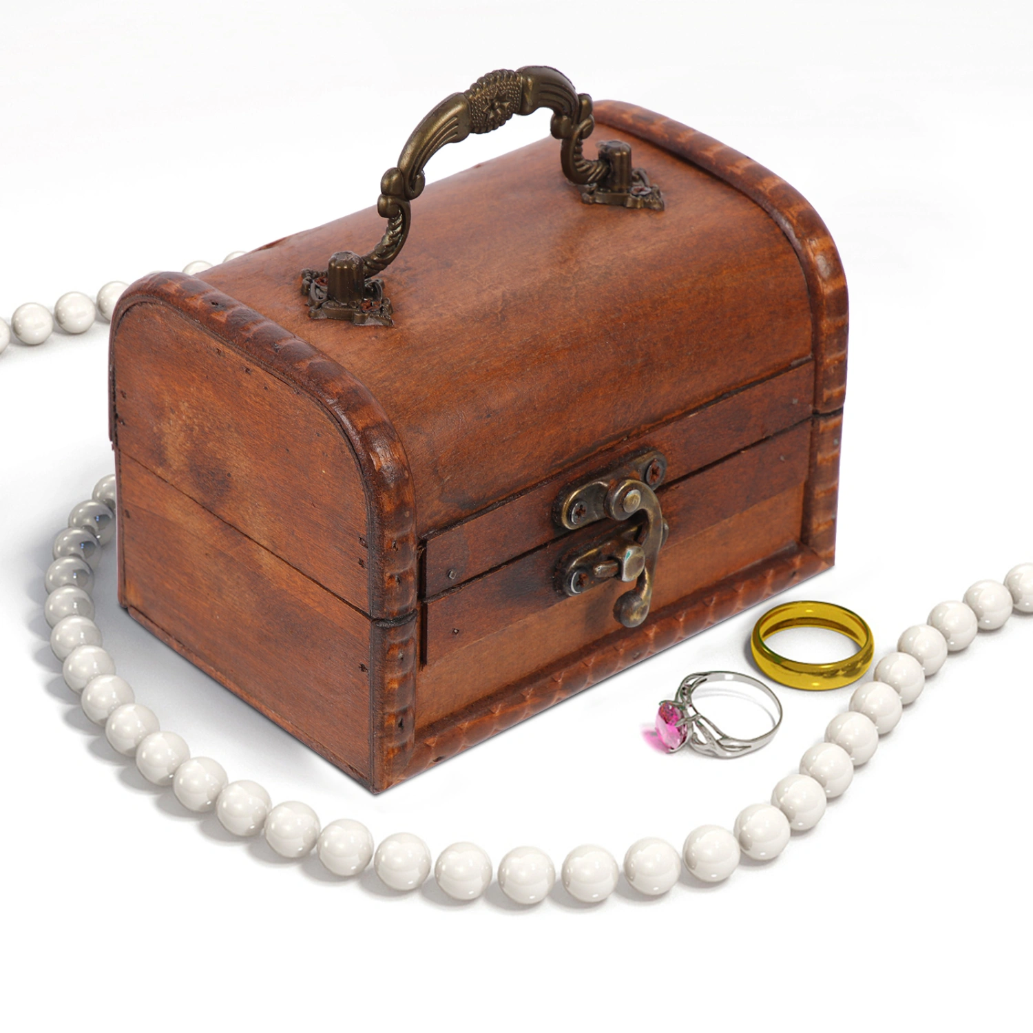 Vintage Wood Jewelry Storage Case with Lock Jewelry Storage Case Photo Prop Home Supplies