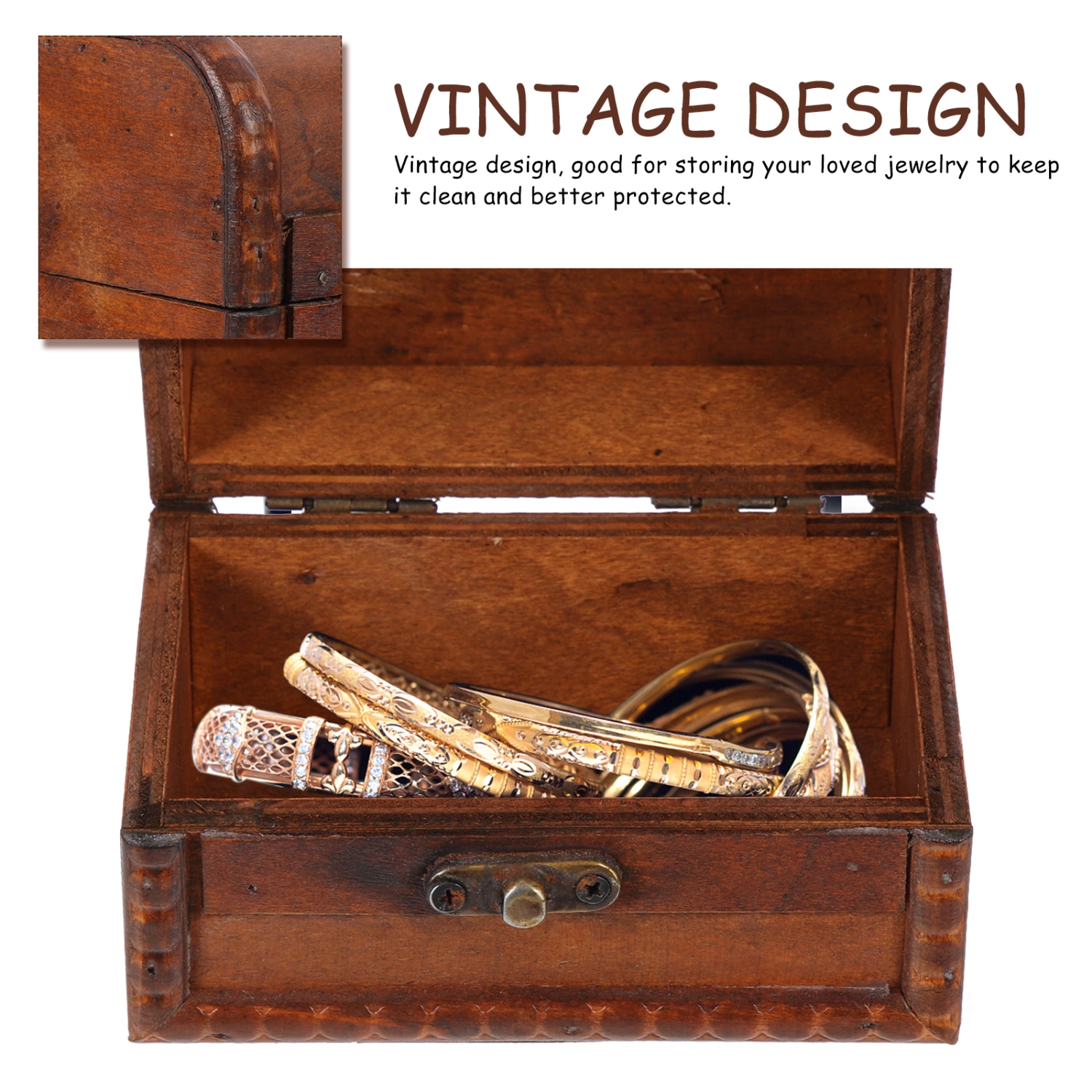 Vintage Wood Jewelry Storage Case with Lock Jewelry Storage Case Photo Prop Home Supplies