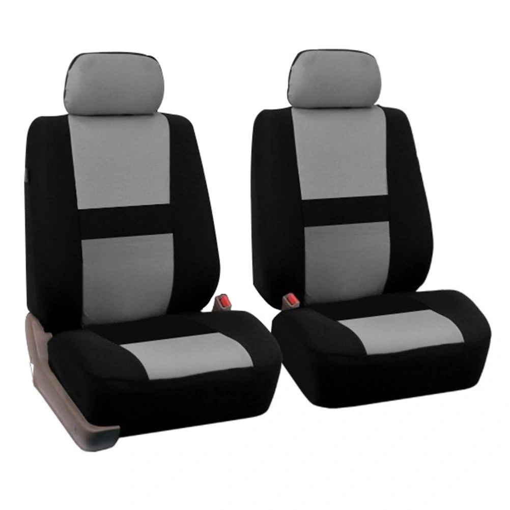 2 Pcs Full Set Universal Fit Auto Car Seat Covers Light Breathable Interior Split Bench Covers (Beige)
