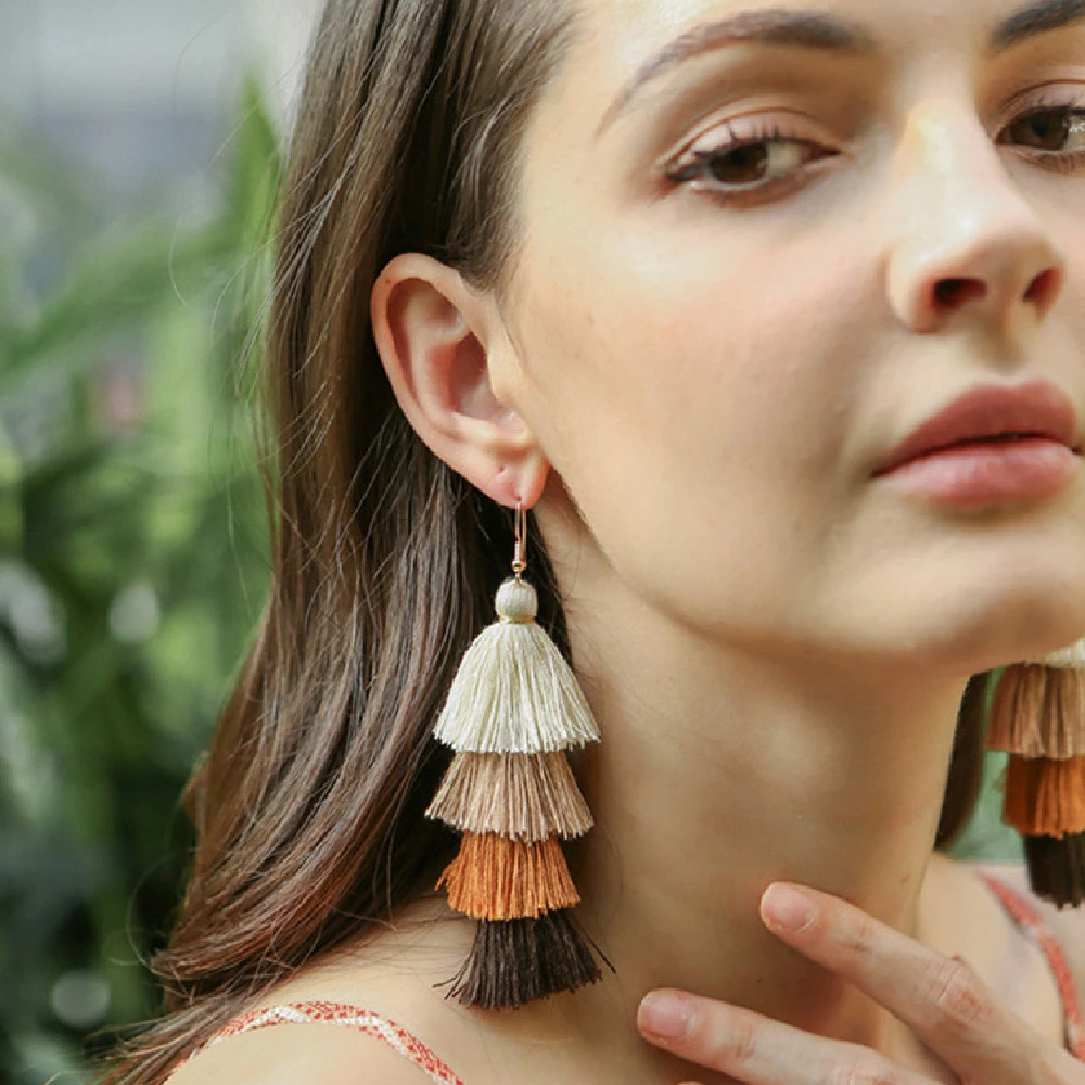 Women's Fashion Multi-layer Tassel Earrings