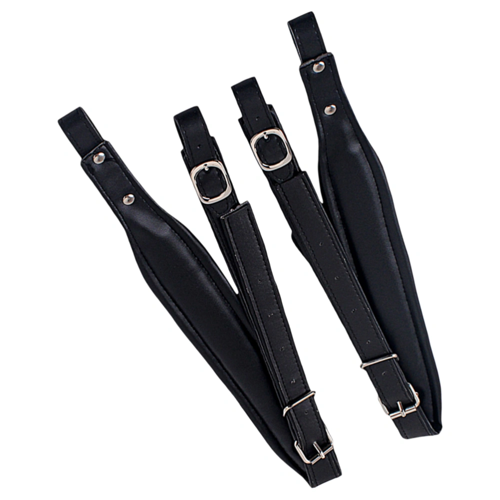 1 Pair Adjustable Synthetic Leather Accordion Shoulder Straps Belt for Bass Accordions E01 (Black)