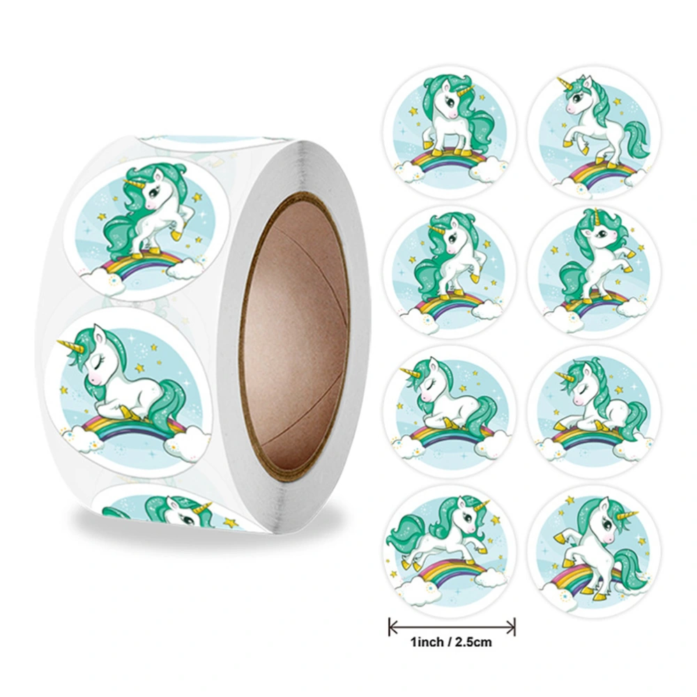 6 Rolls Round Sealing Stickers Unicorn Pattern Gift Stickers (Assorted Color)