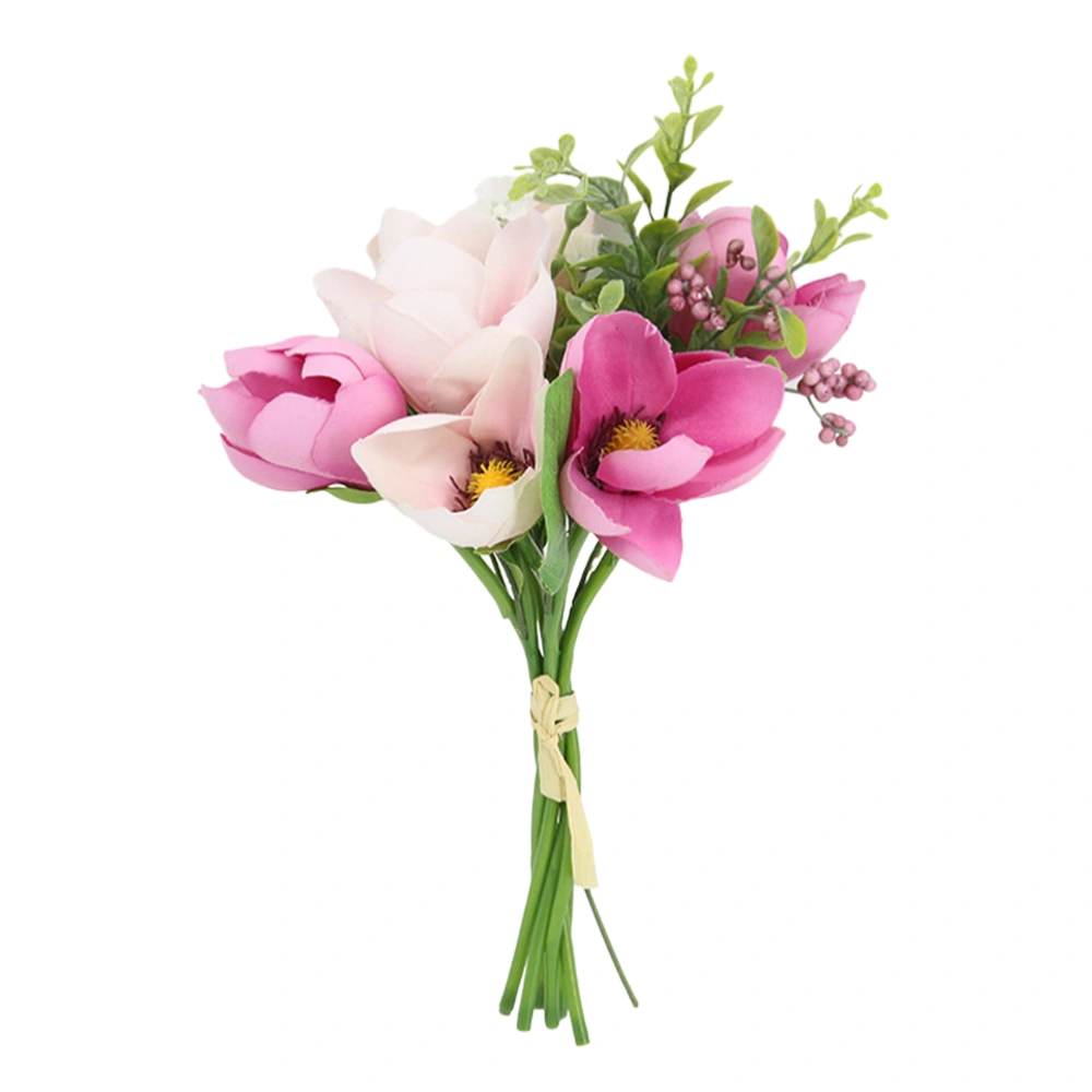 Simulation Magnolia Flowers Creative Artificial Magnolia Fake Flowers Wedding Bouquet for Home Party Decor (Deep Powder)